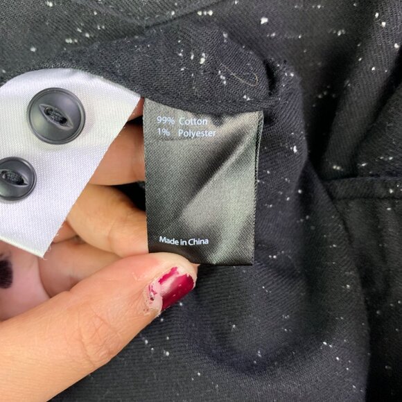 Flint & Tinder Mens Black Speckled Button-Up Shirt XXL‎ Cotton Blend Long Sleeve - Picture 9 of 10